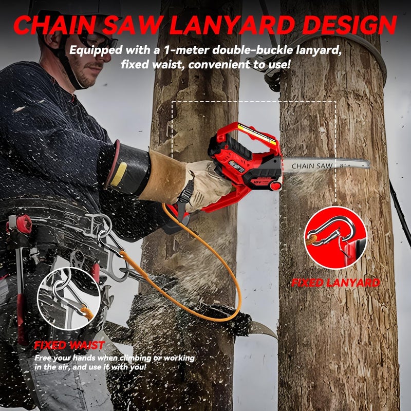 DEMIMA Mini Chainsaw for Miwaukee M18 Battery, 8-Inch and 6-Inch 2-IN-1 Cordless Electric Chain saw with Brushless Motor and Auto-Oiler, 800W Hand Mini Chainsaw for Tree Pruning Wood Cutting(No Battery) - Image 5